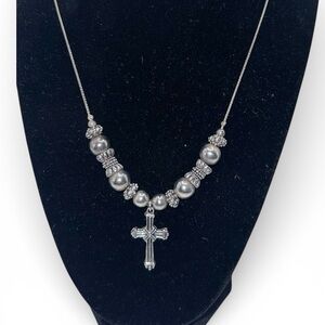 Elegant Silver Cross Pendant Necklace